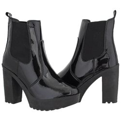 Coturno Feminino Tratorado Crshoes Verniz Preto Co... - CRSHOES ATACADO