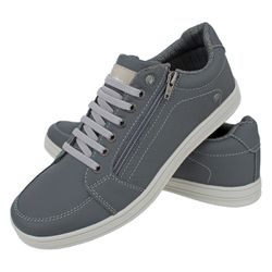 Sapatenis Masculino Casual CRshoes Couro Grafite - CRSHOES ATACADO