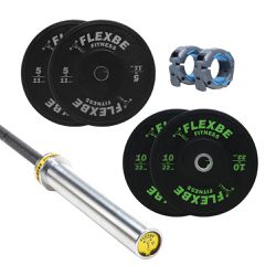 Kit com 1 Barra Feminina + presilhas + 2 anilhas de 5kg + 2 anilhas de 10kg Flexbe Fitness - Flexbe Fitness
