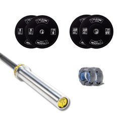 Kit com 1 Barra Feminina + presilhas + 2 anilhas de 5kg + 2 anilhas de 10kg Flexbe Fitness - Flexbe Fitness