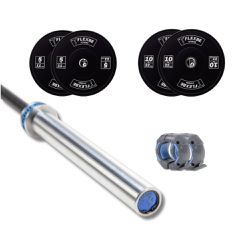 Kit com 1 Barra Masculina com as presilhas + 2 anilhas de 5kg + 2 anilhas de 10kg Flexbe Fitness - Flexbe Fitness