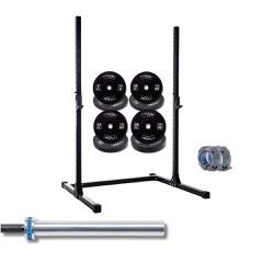 Kit Treino Completo com Squat Rack de 1.80, Barra de 20kg e Anilhas Flexbe Fitness - Flexbe Fitness