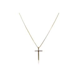 Colar Com Cruz Lisa Folheado Em Ouro 18k - CL0045 - Floratta Joias