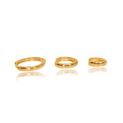 Trio De Brinco Liso Folheado Em Ouro 18k - TR0012 - Floratta Joias