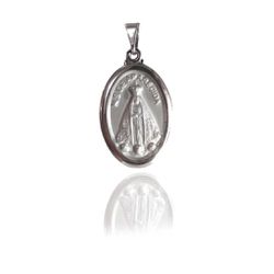 Pingente Nossa Senhora Aparecida Oval Aço Inox - P... - Floratta Joias