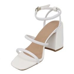 Compre Sandálias femininas de verão, pvc, cristal, flor, decoração, salto  grosso, peep toe, alça traseira, elástico, sapatos elegantes, moda feminina