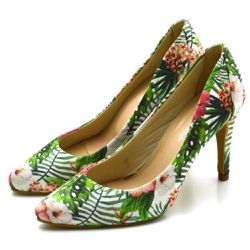 Sapato Feminino Scarpin 1720 Tecido Floral Azaléia - Flor da Pele Calçados Femininos