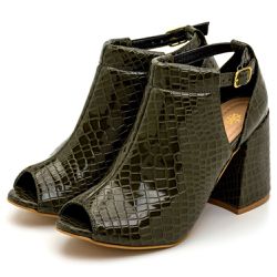 Sapato Feminino Ankle Boot 190500 Croco Verniz Ver... - Flor da Pele Calçados Femininos
