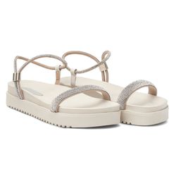 Papete Feminina Em Strass 199055 Off White - Flor da Pele Calçados Femininos