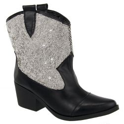 Bota Feminina Cano Baixo Western 23142 Com Strass - Flor da Pele Calçados Femininos