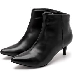 Bota Feminina Cano Curto Bico Fino 180125 Napa Pre... - Flor da Pele Calçados Femininos