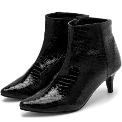 Bota Feminina Cano Curto Bico Fino 180125 Craquelê... - Flor da Pele Calçados Femininos