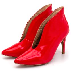Sapato Feminino Ankle Boot 1757 Napa Verniz Vermel... - Flor da Pele Calçados Femininos