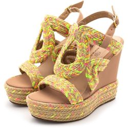 Sandália Feminina Anabela 4012 Napa Nude e Corda A... - Flor da Pele Calçados Femininos
