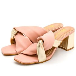 Tamanco Feminino Bico Quadrado 80001 Napa Nude e O... - Flor da Pele Calçados Femininos