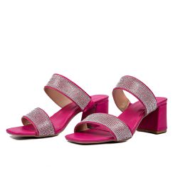 Tamanco Feminino com Tiras de Strass 80015 Napa Pi... - Flor da Pele Calçados Femininos