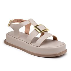 Sandália Feminina Flatform 23430 Aveia - Flor da Pele Calçados Femininos