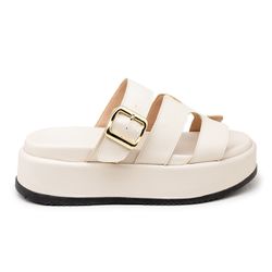 Sandália Feminina Papete Flatform Tira Com Fivela ... - Flor da Pele Calçados Femininos