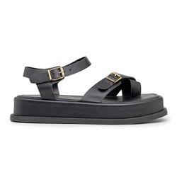 Sandália Flatform Feminina Papete Tiras Fivela 234... - Flor da Pele Calçados Femininos