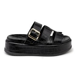 Sandália Feminina Papete Flatform Tira Com Fivela ... - Flor da Pele Calçados Femininos