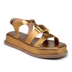 Sandália Feminina Flatform 23430 Bronze - Flor da Pele Calçados Femininos