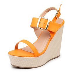 Sandália Feminina Anabela Plataforma 40104 Laranja - Flor da Pele Calçados Femininos