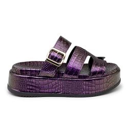 Sandália Feminina Papete Flatform Tira Com Fivela ... - Flor da Pele Calçados Femininos