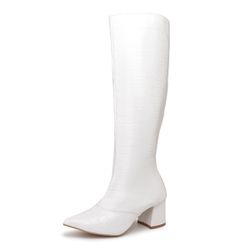 Bota Feminina Salto Bloco Bico Fino 190212 Craquel... - Flor da Pele Calçados Femininos