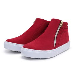 Tênis Feminino Cano Baixo De Zíper 123 Camurça Ver... - Flor da Pele Calçados Femininos