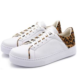 Tênis Casual Branco e Onça 130 Tendência Flor Da P... - Flor da Pele Calçados Femininos