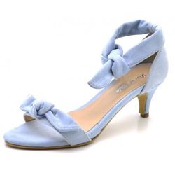 Sandália Feminina Salto Baixo 180170 Camurça Azul ... - Flor da Pele Calçados Femininos