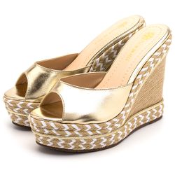 Tamanco Feminino Anabela Com Sisal 4051 Napa Doura... - Flor da Pele Calçados Femininos
