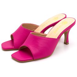 Tamanco Feminino Salto Médio e Fino 5011 Napa Pink - Flor da Pele Calçados Femininos