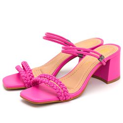 Tamanco Feminino Salto Baixo Bloco 80010 Napa Pink - Flor da Pele Calçados Femininos