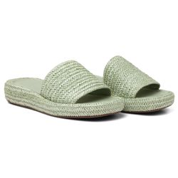 Sandalia Papete Feminina Flat Feminina em Juta Verde Mint 183120