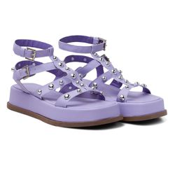 Sandália Papete Flatform Feminina em Napa Lilas 18... - Flor da Pele Calçados Femininos