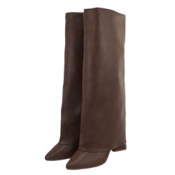 Bota Capa em Napa Salto Geométrico 23017 Napa Café... - Flor da Pele Calçados Femininos