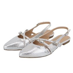 Sapatilha Slingback Rasteira Feminina Essense Prata 184101