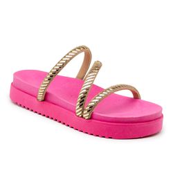 Sandália Papete Feminina Com Sola Alta Pink e Tira... - Flor da Pele Calçados Femininos