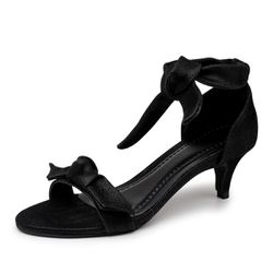 Sandália Feminina Salto Baixo 180170 Nobucado Pret... - Flor da Pele Calçados Femininos
