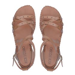 Sandália Rasteira em Couro Whisky - Flor de Couro | Sandálias e Botas Femininas