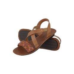 Sandália em Couro Whisky Laranja Goiaba - Flor de Couro | Sandálias e Botas Femininas