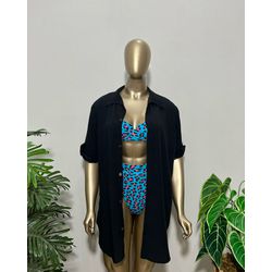 Saída de Praia Chemise Preta - 7254 - Flor Do Rio