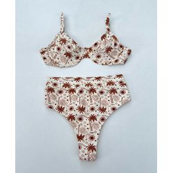 Conjunto Bahamas Hot Pants Coqueiro Marrom - +6743 - Flor Do Rio