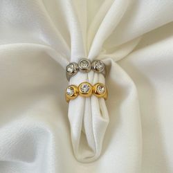 Anel trio strass - ANE0030 - Florenza Semijoias