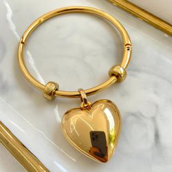 Bracelete coração maciço - BRA0070 - Florenza Semijoias