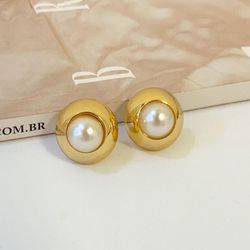 Brinco boton pérola - BRI0034 - Florenza Semijoias