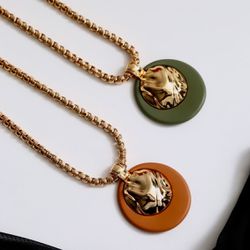 Colar placas marrom e verde musgo - COL0039 - Florenza Semijoias