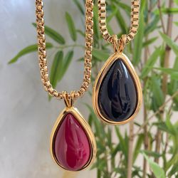 Colar gota cherry e preta - COL0057 - Florenza Semijoias
