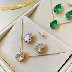 Conjunto gota zircônia minimalista - CONJ0002 - Florenza Semijoias